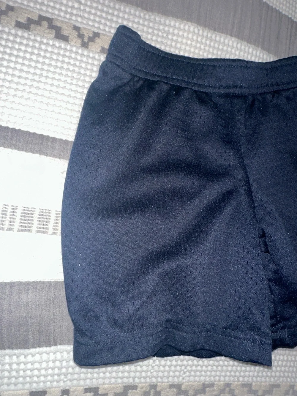 Nike Navy Athletic Mesh Kids Shorts with White Swoosh